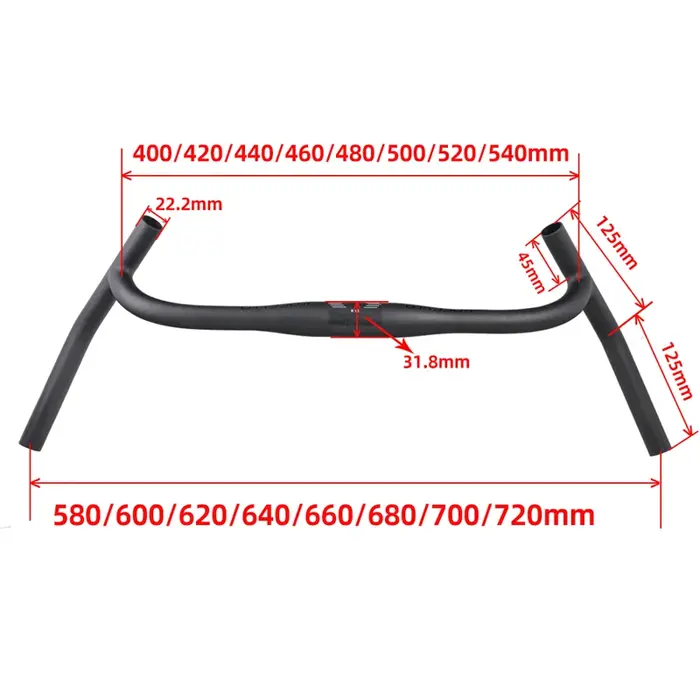 ZNIINO-Guidon de vélo de route en fibre de carbone, guidon en H Gravel, Big Flare Bar, Subsicross, V