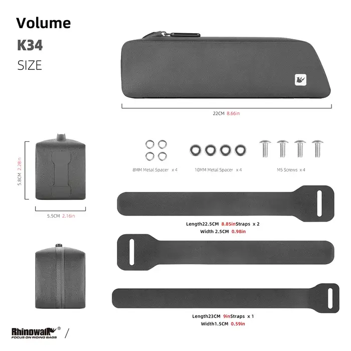Rhinowalk – sac de Tube supérieur de vélo, étui étanche avec boulon monté et sangle aérodynamique à 