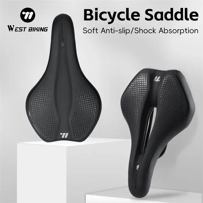 WEST BIKING Selle de vélo en cuir givré respirant et creux