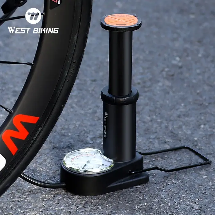 Pompe à pied West Biking haute pression 140 PSI avec manomètre numérique noir pour vélo moto scooter électrique et ballons de sport