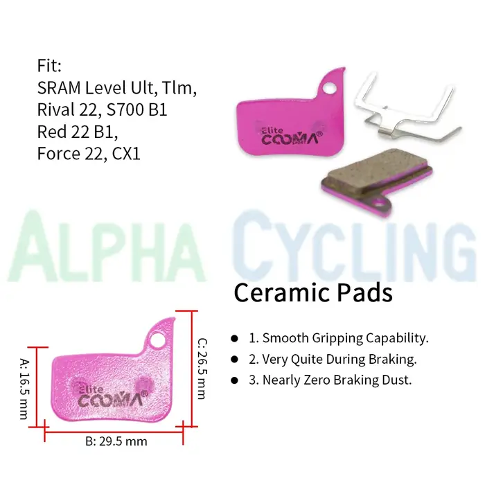 4 paires de plaquettes de frein à disque de vélo en céramique pour niveau SRAM, rouge 22 B1, Force 2