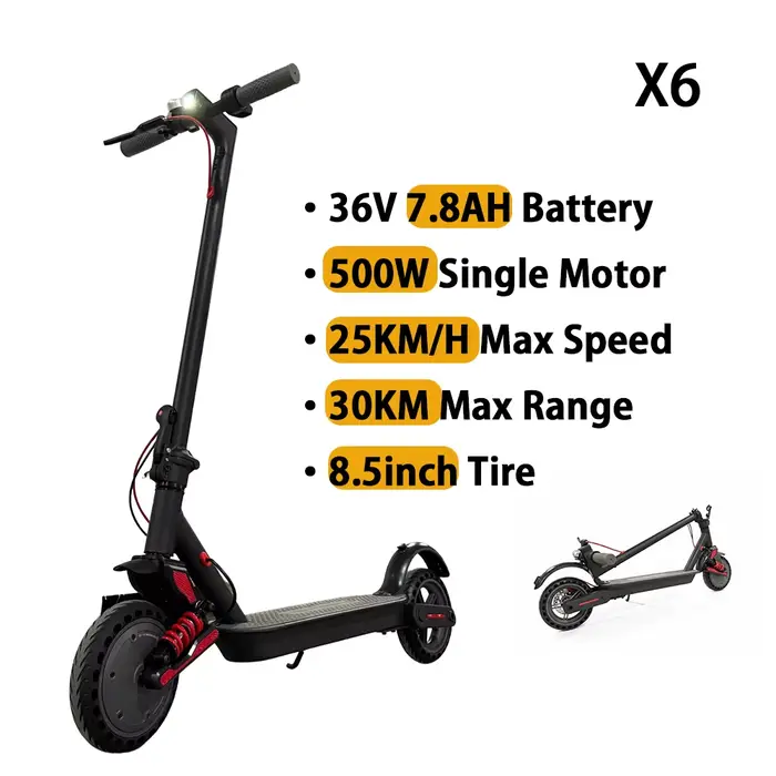 Nouvelle trottinette électrique X6 pour adultes, 500W de puissance, trottinette électrique avec doub