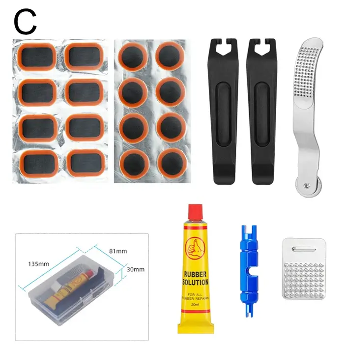 1 ensemble d'outils de réparation de pneus de vélo-ensemble de patchs de crevaison avec colle et outils (5 Versions)