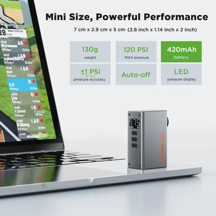 AIRBANK POCKET 2 PRO Mini pompe à vélo électrique 420mAh batterie 120PSI gonfleur de niveau