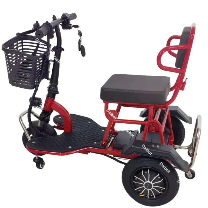 Tricycle électrique pliant avec panier amovible et batterie antivol avec serrure pour personnes âgées