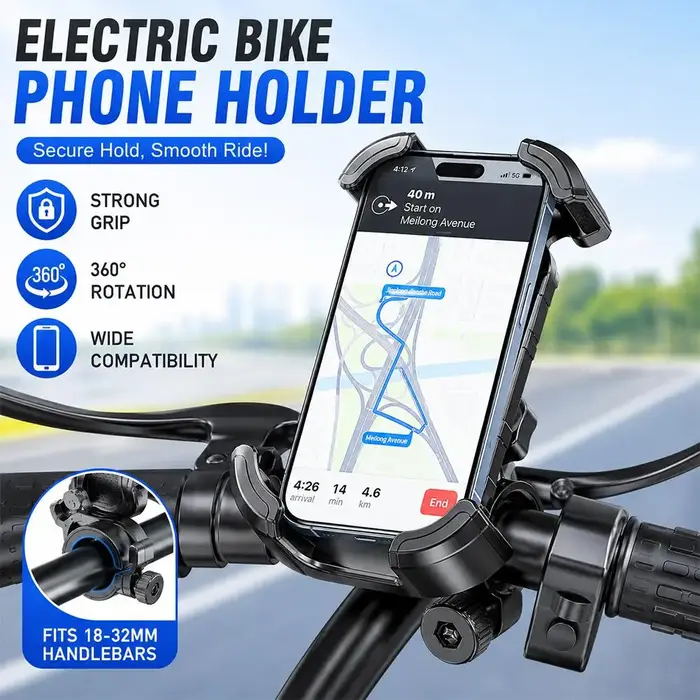 Support de téléphone portable pour motos, vélos et scooters, fixation à quatre coins, verrouillage antichoc multiple