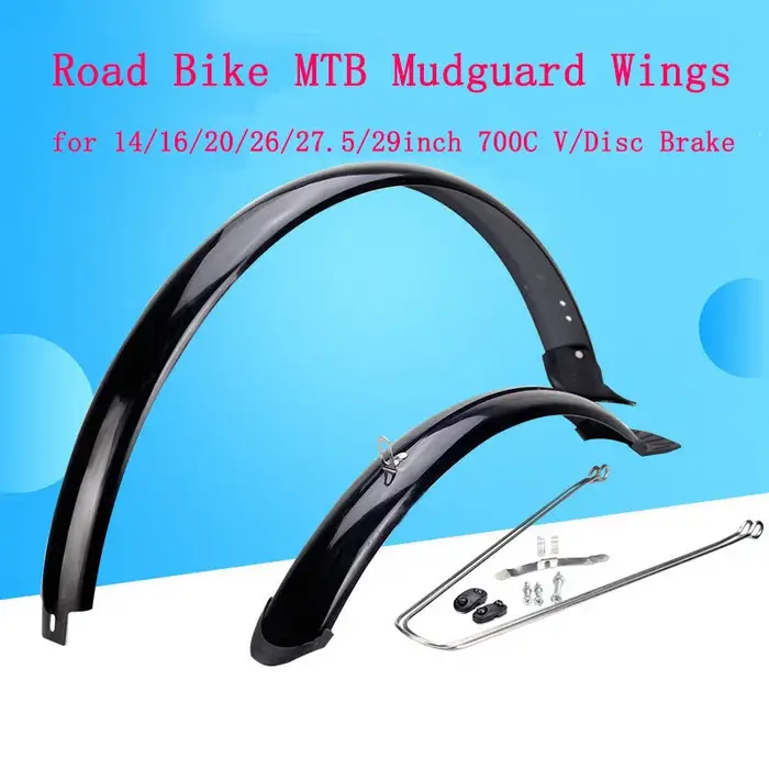 Set de garde-boue avant et arrière en aluminium et plastique technique pour vélo de route VTT et vélo pliant 700C 26 27.5 29 pouces avec double renfort et support réglable