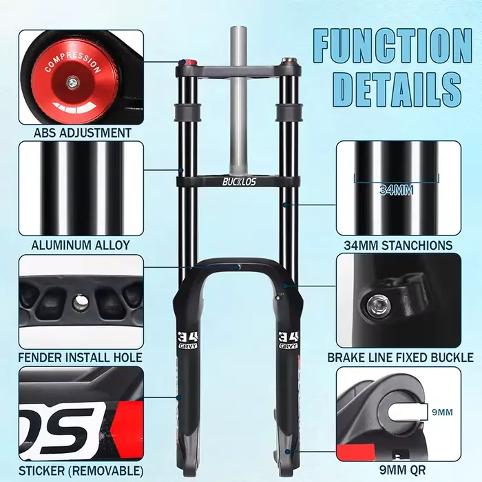 BUCKLOS 20*4.0 fourche de vélo 20 pouces
