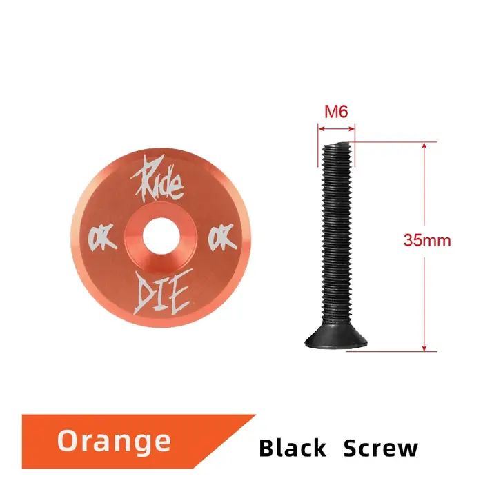 Capuchon supérieur de potence de vélo style crâne Ride or Die en alliage d'aluminium M6*35mm compatible avec potence de fourche avant de 28,6 mm