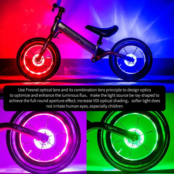 Lumière de vélo LED roue lumière vélo avant queue moyeu rayon une lampe avec 7 couleurs 18 Modes Rec