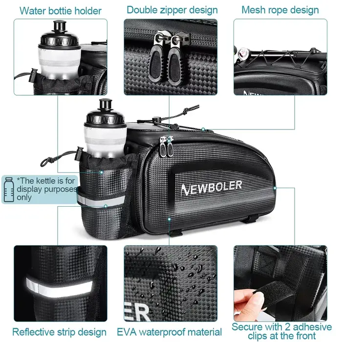 NEWBOLER sac de coffre de vélo à coque rigide sac à bandoulière