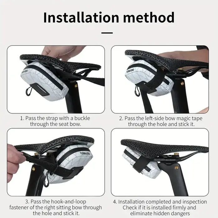 Mini sac de selle de vélo en polyster léger et robuste pour cyclisme de route et transport d'outils essentiels en noir ou blanc