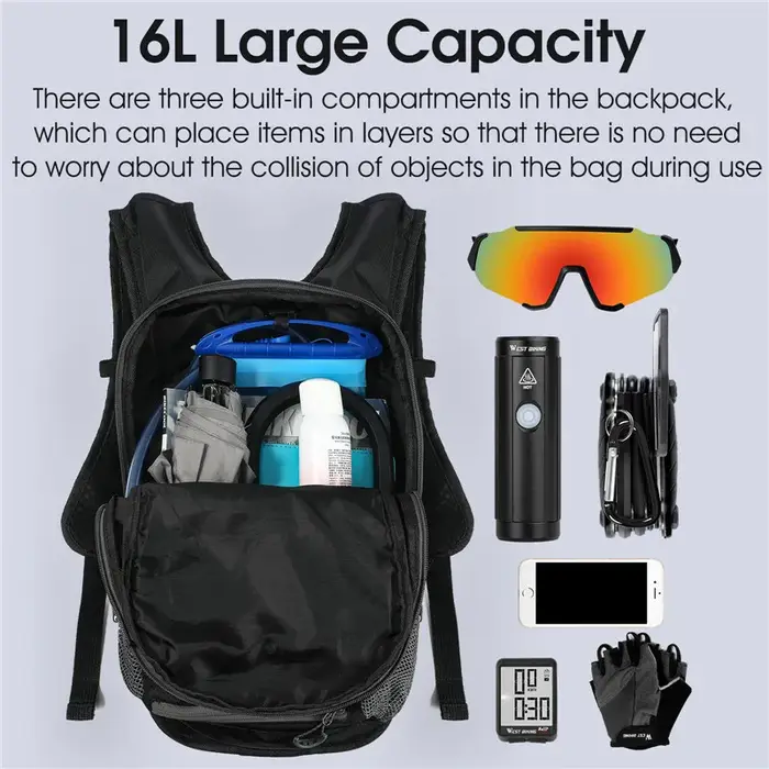 WEST BIKING 16L cyclisme hydratation sac à dos grande capacité randonnée escalade vélo sac à eau vtt