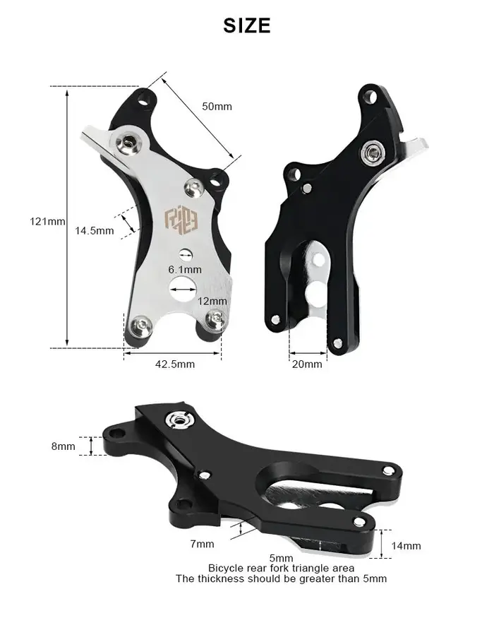 RIDERACE adaptateur de frein à disque de vélo roue arrière