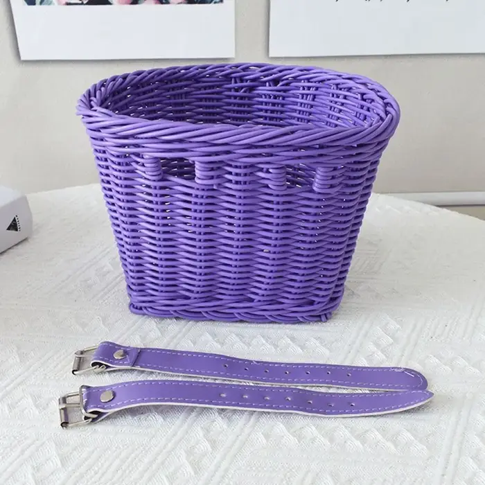 Nouveau panier de vélo en rotin et osier pour enfants avec ceinture