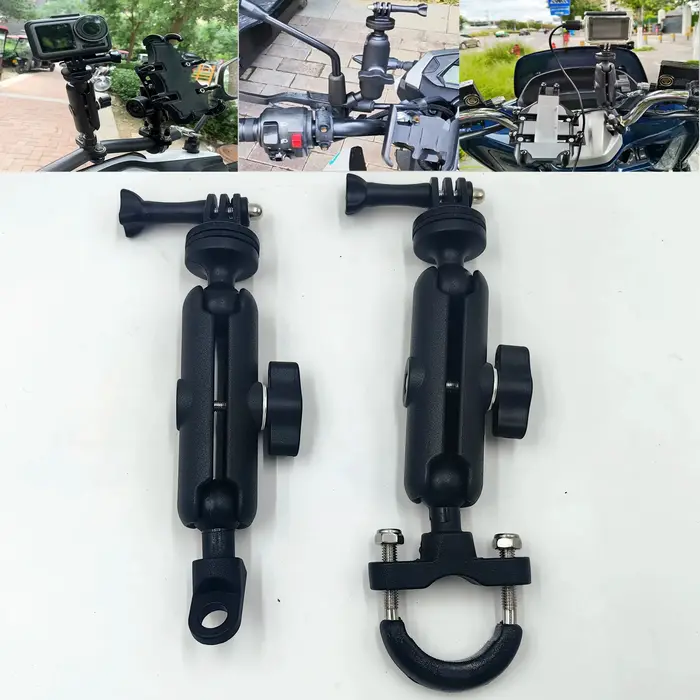 Support de caméra rotatif 360 degrés pour moto et vélo fixation guidon rétroviseur matériel fer et plastique noir pour GoPro Hero8 7 6 5 4 3 plus