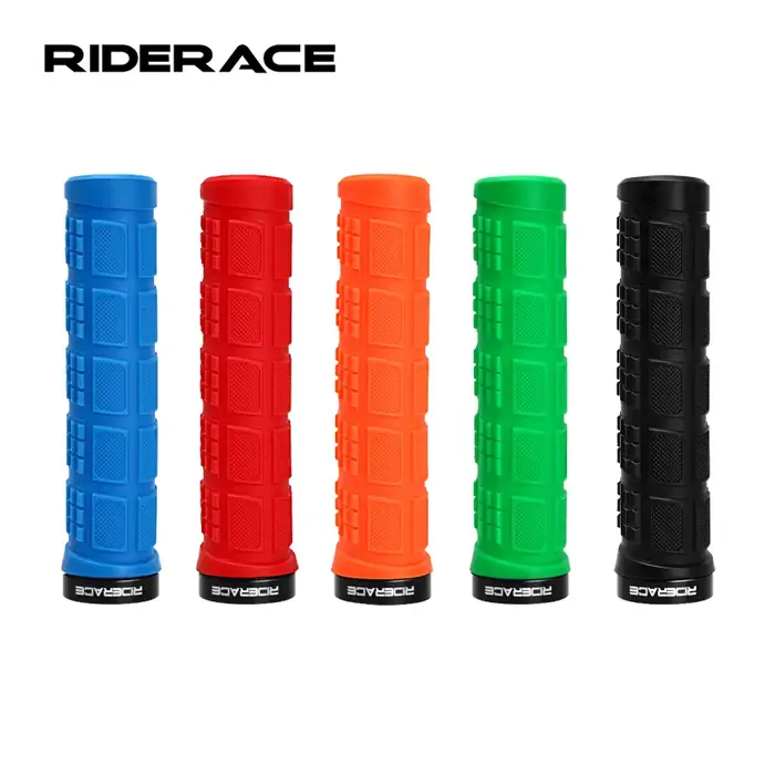 RIDERACE poignées de vélo de montagne anti-dérapant Durable résistant aux chocs en caoutchouc TPR en