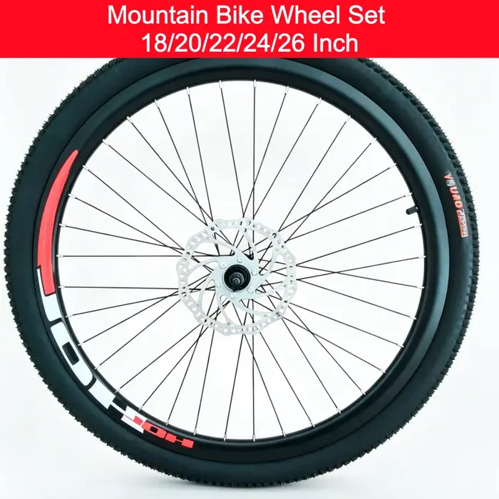 Ensemble de roues de vélo de montagne VTT jantes en alliage d'aluminium double paroi avec pneus noirs pour frein à disque et V