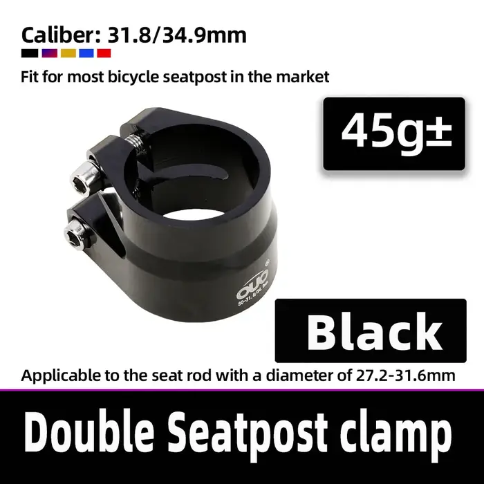 Collier de selle de vélo OUO CNC 31.8/34.9mm, collier de tige de selle double couche pour VTT, fixat