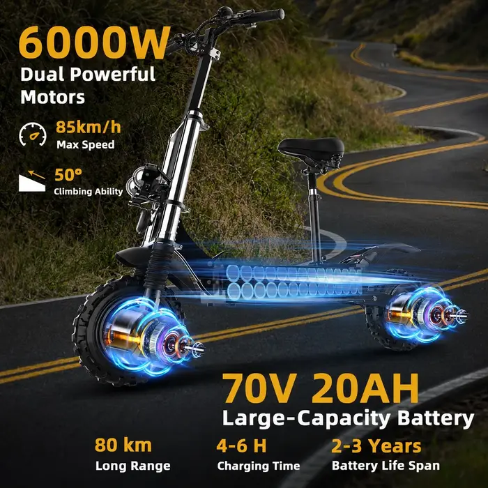 Trottinette électrique sans chambre à air pour adultes