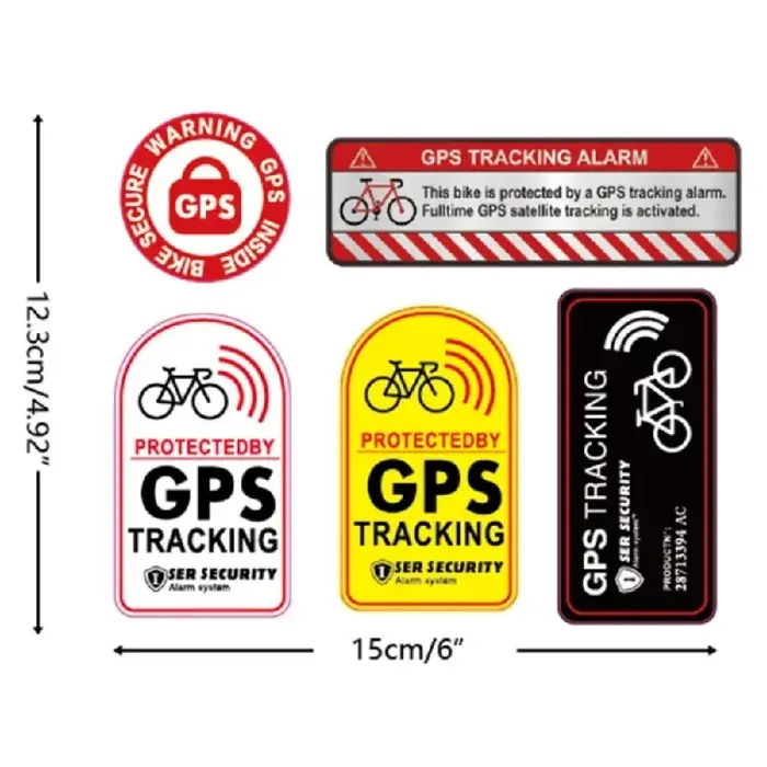 1 ensemble d'autocollants d'avertissement antivol pour vélo - Suivi GPS