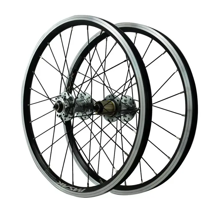 Paire de roues de vélo pliant, frein à disque, frein à jante en V, 24H, valve AV, moyeux à roulement