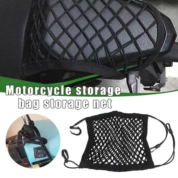 Filet de chargement élastique universel tout-en-un pour moto/scooter avec fixation pour casque