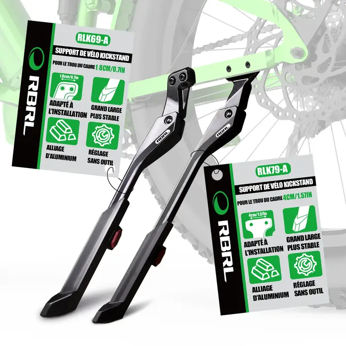 Support latéral réglable en alliage épais pour vélo électrique de 24 à 29 pouces