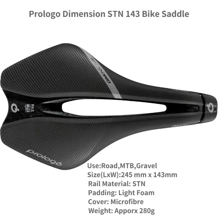 Selle de vélo Prologo Dimension STN 143, selle de route, VTT, gravel, coussin de siège de cyclisme, 