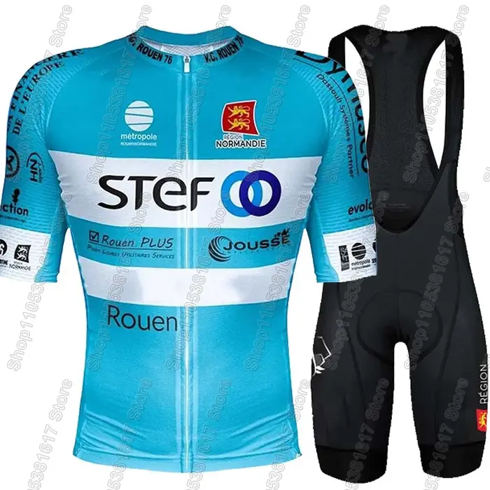 Ensemble Maillot et Cuissard Cycliste Veloce Club Rouen France 2026 pour Homme – Tenue d'Été Vélo de Route