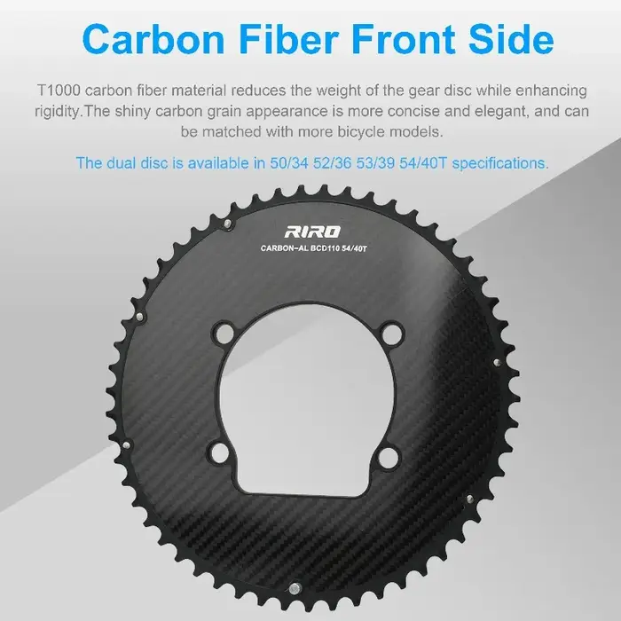 Plateau de pédalier en carbone RIRO 110BCD 11/12S 4 boulons pour vélo de route