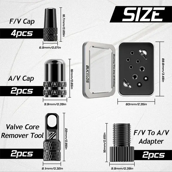 BUCKLOS – Valve Tubeless de vélo 40/44/55/60/80/100MM