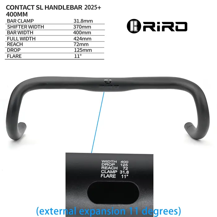 Guidon de vélo de route RIRO entièrement câblé à l'intérieur, 400 mm, 420 mm, 440 mm, guidon de vélo