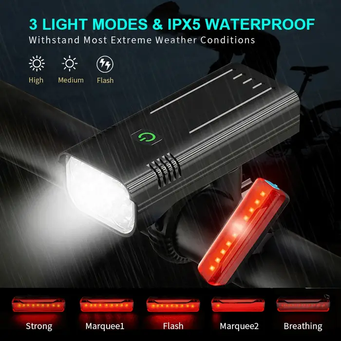 10000mAh 6-8 LED lumière de vélo USB Rechargeable 3600 Lumens phare de vélo lampe de poche Super bri