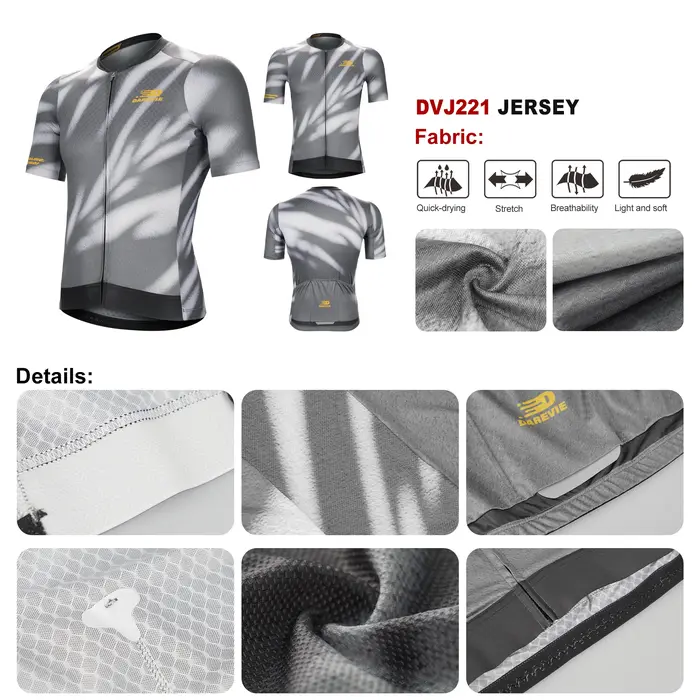 DAREVIE Maillot de cyclisme respirant Shadow pour homme, séchage rapide, petite taille, niveau d'ent