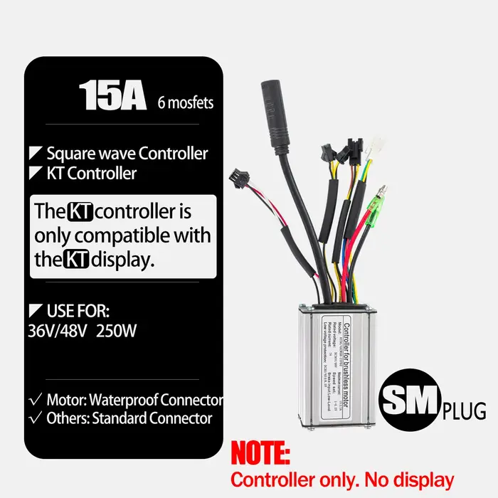 Accessoires pour vélos électriques, contrôleur KT 250W/350W/500W avec écran LCD3, contrôleur 15A 17A
