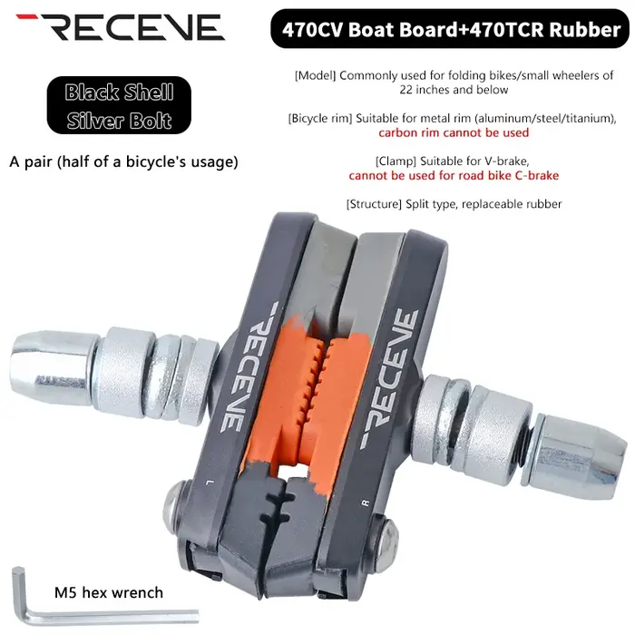 RECEVE – plaquettes de frein de vélo pliantes, jante de vélo, blocs de frein en V, bloc de caoutchou