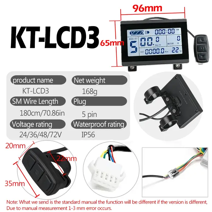 Accessoires pour vélos électriques, contrôleur KT 250W/350W/500W avec écran LCD3, contrôleur 15A 17A 22A pour accessoires de vélo électrique