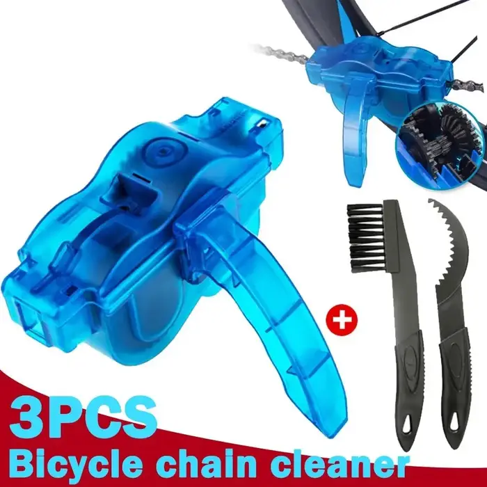 Nettoyeur de chaîne de vélo 3D avec brosses de lavage pour entretien VTT et cyclisme en couleurs bleu marine vert jaune blanc