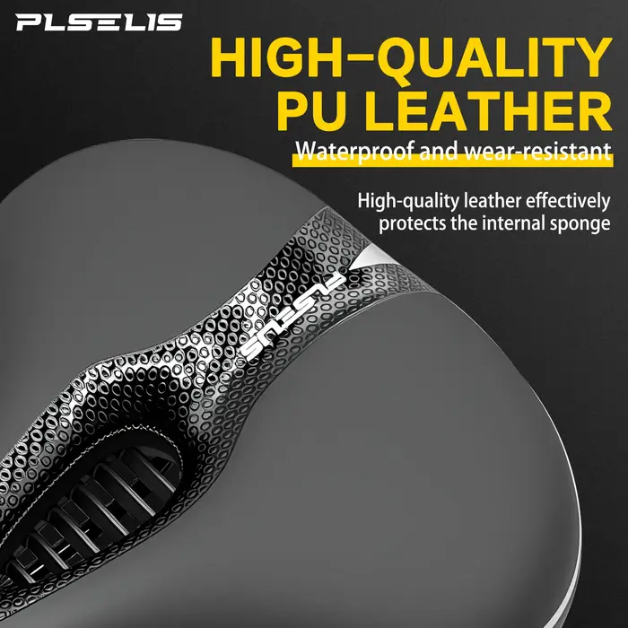 Selle de vélo de route plselis noire rembourrée en éponge respirante avec coussin amortisseur et design creux pour cycliste unisexe confort durable
