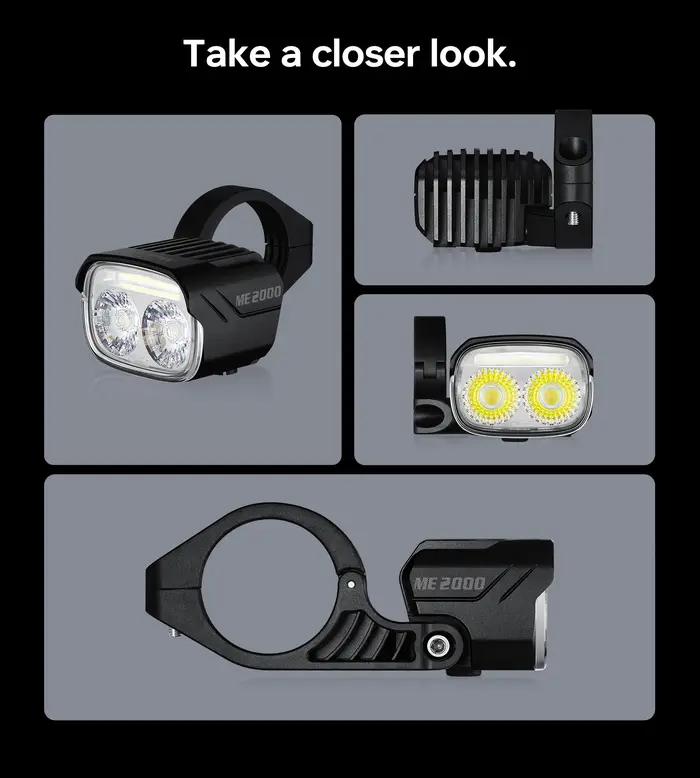 Phare avant pour vélo électrique Magicshine ME 2000 V2.0 haute puissance 2000 lumens en alliage d'aluminium étanche IPX6 pour moteurs Bosch Shimano Brose Yamaha
