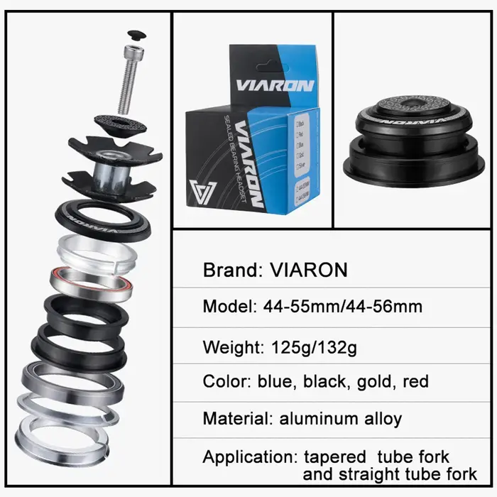 VIARON casque de vélo 4455ST/4456ST CNC 11/8 "-11/2" roulement scellé fourche à Tube conique droit