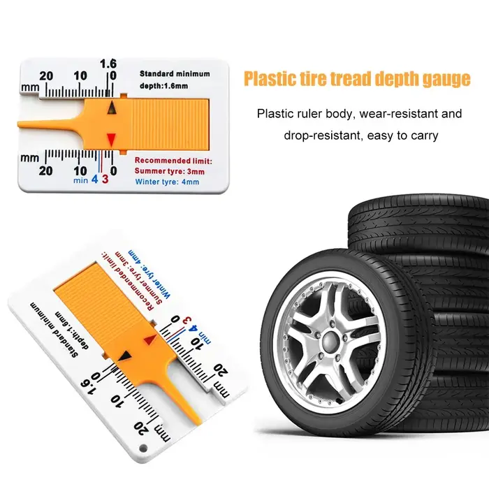 Profthomètre de profondeur de bande de roulement de pneu, règle de bande de roulement de roue de voiture, outil de mesure de roue, outil de mesure en plastique