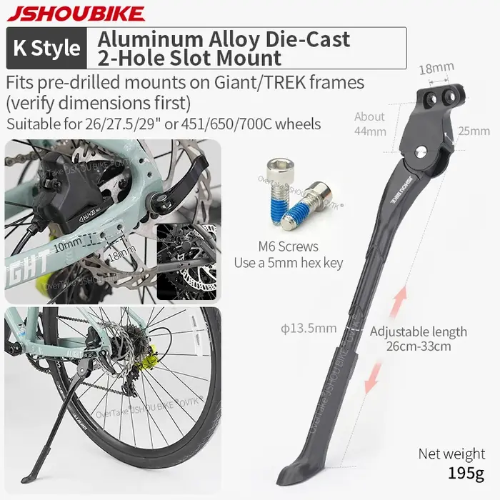 Béquille de vélo réglable en alliage d'aluminium, 18-24 26-29 pouces, support latéral de vélo de mon