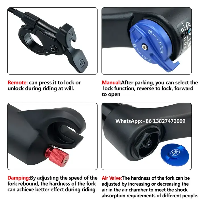 MAGICBROS fourche de vélo électrique Suspension pneumatique 20 26 pouces 4.0