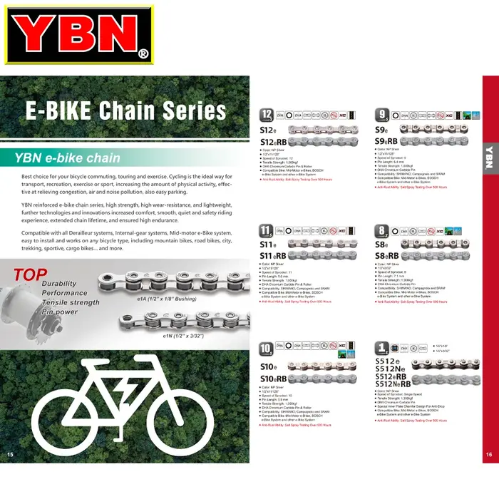 YBN SHINANO-Vélo électrique à moteur central BOSwivel, modèle spécial 136 liens, Equi9 V 10V 11V 12V