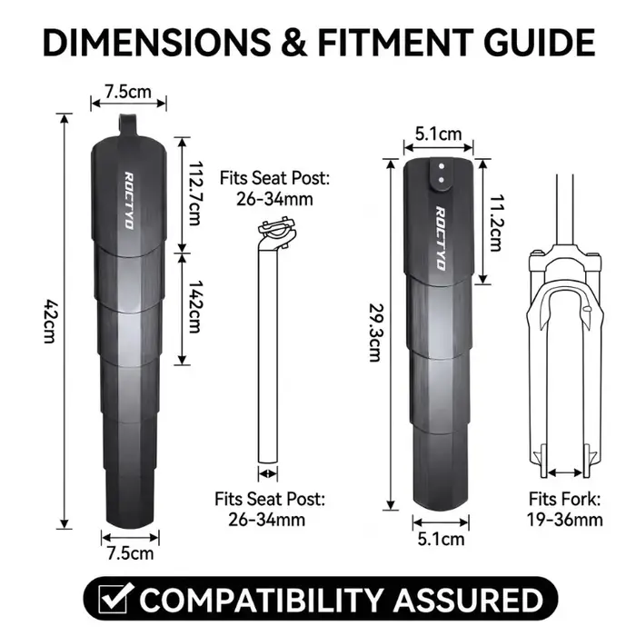 Ensemble de garde-boue pour vélo, réglables, avant et arrière, couverture complète, pliables, rétractables, imperméables, protection contre les éclaboussures pour VTT et vélo de route