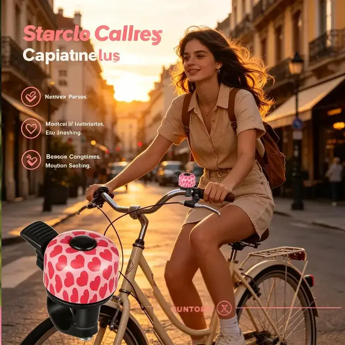 Sonnette de vélo à motif de cœur rose mignon