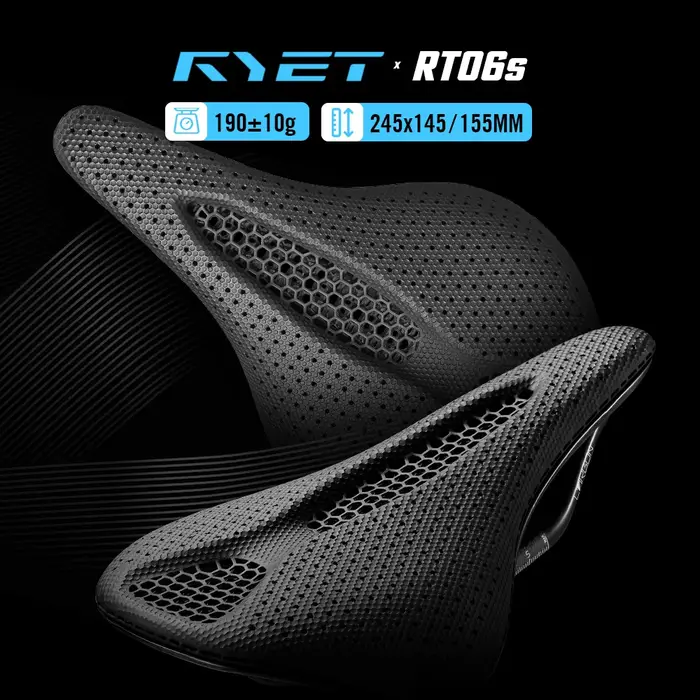 Selle de vélo RYET en carbone imprimée en 3D 145/155MM 190g 7*9 pour hommes et femmes