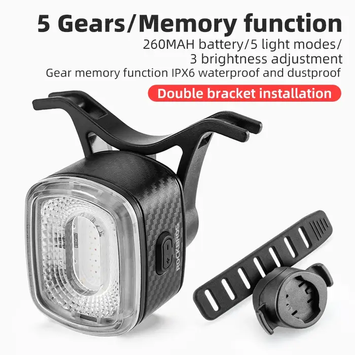 ROCKBROS feu stop de vélo intelligent IPx6 feu arrière type-c feu